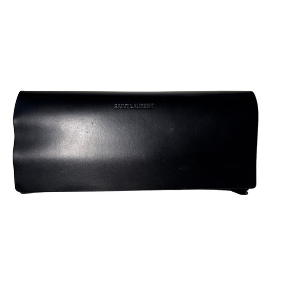 Saint Laurent Black Leather Flap Sunglass Case with Cloth EUC - Picture 1 of 7